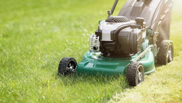 Lawn mower on summer grass