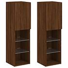 vidaXL TV Stand med LED-belysning 2 st brun ek 30.5x30x102 cm 837028