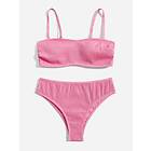 SHEIN Rynkad Slätt Boho Bikini Set Naturlig Rosa Spaghetti Rem