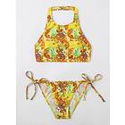 SHEIN Knut Paisley Boho Bikini Set Knytdetalj Stringtrosor Multifärgad Grimma