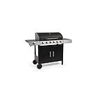 VonHaus Von Haus Gas BBQ, 6+1 Burner Barbecue with Warming Rack, Side Burner, Temperature Gauge, Cabinet Storage Shelf & Wheels, Portable, S