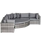 Outsunny 6 PCs Outdoor Rattan Sofa Set Half Round Conversation Grey
