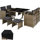 Rattan garden furniture set Bilbao 4+4+1 with protective cover, variant 2 nature Brown