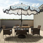 Teamson Home 5 Piece Outdoor Patio Furniture Dining Set, Rattan Garden Black