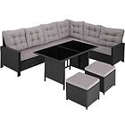 TecTake Rattan garden corner set Barletta 8 seats, 1 table black/grey