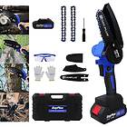 DAY PLUS 4 Inch Brushless Cordless Chainsaw with 2 x 1500mAh Li-ion Battery and Charger, Portable Electric Hand 2200 spm