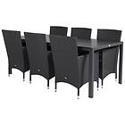 Venture Design Matgrupp Bront 205 med 6 Milwa Matstolar Break bord-205*90-Svart Alu/Svart+Malin stolSvart/Grå Dyna6 GR18257