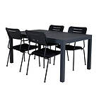 Venture Design Matgrupp Marbella med 4 Nice Stolar MarbellaTable160/240-NickeDiningchairw.armrest-BlackSteel4 GR21903