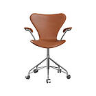 Fritz Hansen Sjuan 3217 helklädd kontorsstol kampanj mjuka hjul Leather wild walnut-chrome