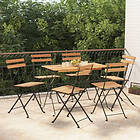 vidaXL Hopfällbara caféstolar 6 st massiv teak och stål 3152110