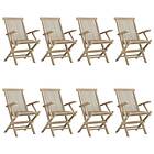 vidaXL Hopfällbara trädgårdsstolar 8 st grå 56x61x89 cm massiv teak 3155072
