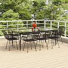 vidaXL Matgrupp för trädgården 9 delar svart konstrotting 3157858