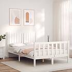 vidaXL Bed Frame med huvudgavel vit dubbelsäng massivt trä 3192917
