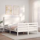 vidaXL Bed Frame med huvudgavel vit 120x200 cm massivt trä 3195217