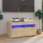 vidaXL TV-benk med LED-belysning sonoma-ek 75x35x40 cm 804397