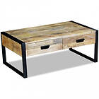 vidaXL Soffbord med 2 lådor massivt mangoträ 100x60x40 cm 243297