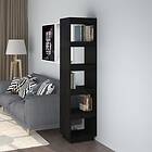 vidaXL Bokhylla/rumsavdelare svart 40x35x167 cm massiv furu 810858