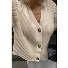 NA-KD Ribbstickad cardigan med V-hals (Dam)