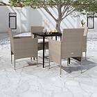 vidaXL Matgrupp för trädgården med dynor 5 delar beige och svart 3099318