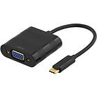 Deltaco USB 3,1 till VGA adapter, USB typ C hane VGA hona, svart USBC-VGA