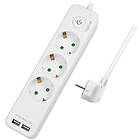 LogiLink Grenuttag 3-vägs 2st USB m brytare 1,5m Vit LPS248U