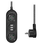 LogiLink Grenuttag Jordat 2-vägs 3xUSB Flat plugg LPS262U