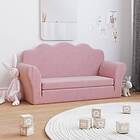 vidaXL Bäddsoffa för barn 2-sits rosa mjuk plysch 341880