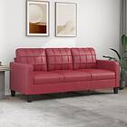 vidaXL 3-sitssoffa vinröd 180 cm konstläder 359125