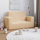 vidaXL Barnsoffa 2-sits gräddvit mjuk plysch 341842