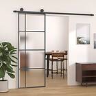 vidaXL Skjutdörr frostat ESG-glas och aluminium 76x205 cm svart 151679