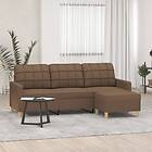 vidaXL 3-sitssoffa med fotpall Brun 180 cm tyg 3201004