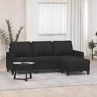 vidaXL 3-sitssoffa med fotpall Svart 180 cm tyg 3201041