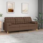 vidaXL 3-sits soffa med prydnadskuddar brun 180 cm tyg 3200793