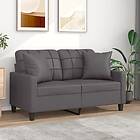 vidaXL 2-sits soffa med prydnadskuddar grå 120 cm konstläder 3200800