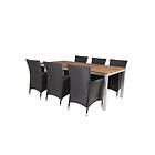 Venture Home Matgrupp Zacharias 200 med 6 Kira Stolar Zenia Bord200*100-Acacia/Zink+Knick stol-svart6 GR18764