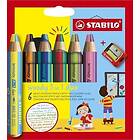 Woody 3-i- 1 Duo med Pennvässare 6-pack Stabilo