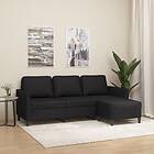 vidaXL 3-sitssoffa med fotpall Svart 180 cm Konstläder 3201122