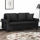 vidaXL 2-sits soffa med prydnadskuddar svart 140 cm konstläder 3200930