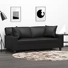 vidaXL 2-sits soffa med prydnadskuddar svart 140 cm konstläder 3200866