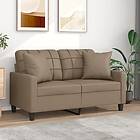 vidaXL 2-sits soffa med prydnadskuddar cappuccino 120 cm konstläder 3200802