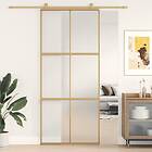 vidaXL Skjutdörr guld 90x205 cm frostat ESG-glas och aluminium 155158