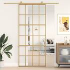 vidaXL Skjutdörr guld 90x205 cm klart ESG-glas och aluminium 155173