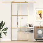 vidaXL Skjutdörr guld 90x205 cm klart ESG-glas och aluminium 155155