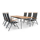 Selected Home Nice matgrupp Silver/svart i teak 6 stolar & bord 202-260 cm