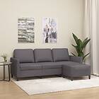 vidaXL 3-sitssoffa med fotpall grå 180 cm konstläder 3201124