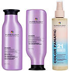 Pureology Hydrate Shampoo, Conditioner and Color Fanatic Multi-Benefit Leave-in, Moisturising Bundle for Dry Hair