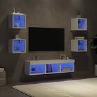 vidaXL TV-benk 7 delar LED vit konstruerat trä 3216583