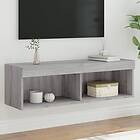 vidaXL TV-benk med LED-belysning grå sonama 100x30x30 cm 837165