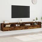 vidaXL Väggmonterad TV-benk 2 st rökfärgad ek 100x30x30 cm 836891