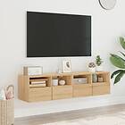 vidaXL Väggmonterad TV-benk 2 st sonoma-ek 60x30x30 cm konstruerat trä 836859